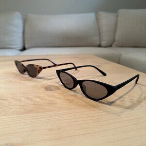 Cat-Eye Sunglasses Set (2 Pairs) - Black & Tortoise
